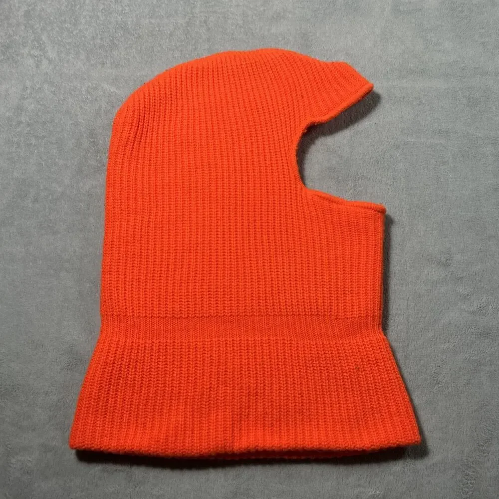 Vintage Y2K 2000s Ski Mask Balaclava Fleece Striped Orange Worker Corduroy Snow - Picture 5 of 11